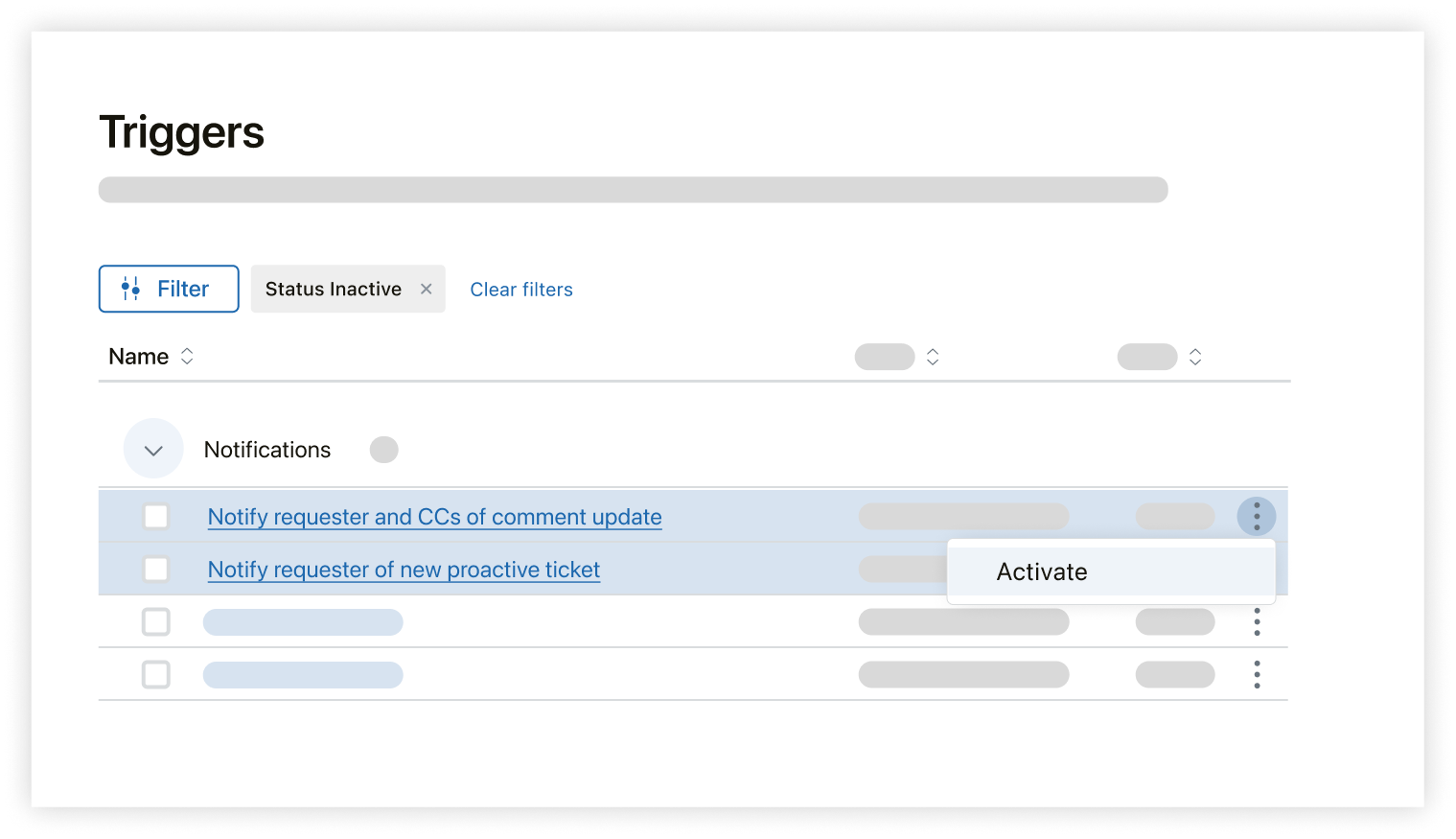 Notify requester triggers