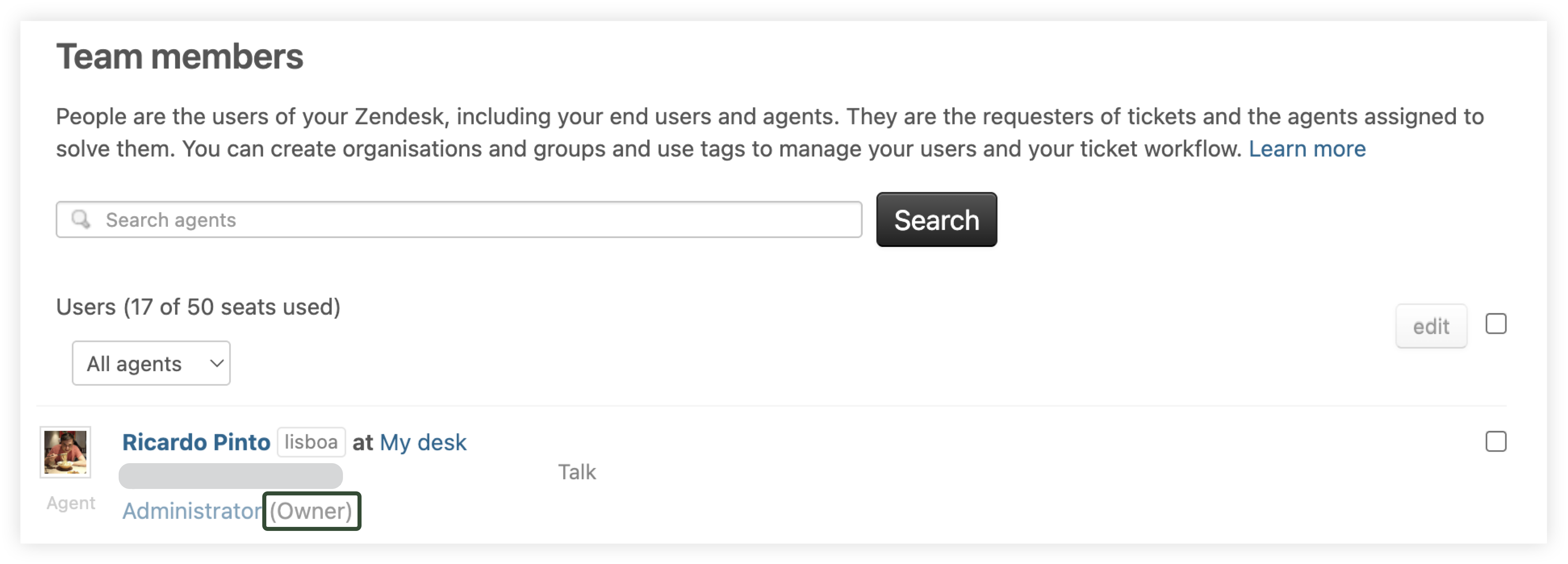一括管理ページの（オーナー）ラベル