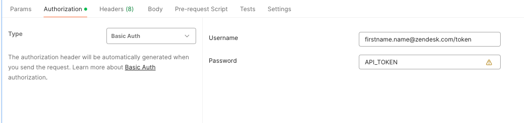 Authentification Postman