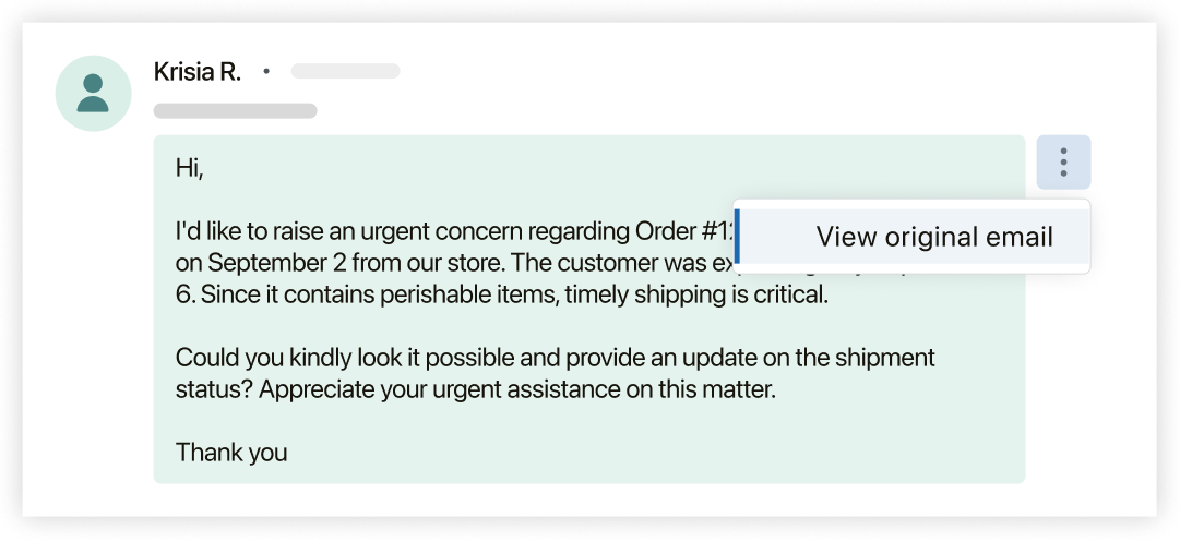 Visualizza l’opzione email originale