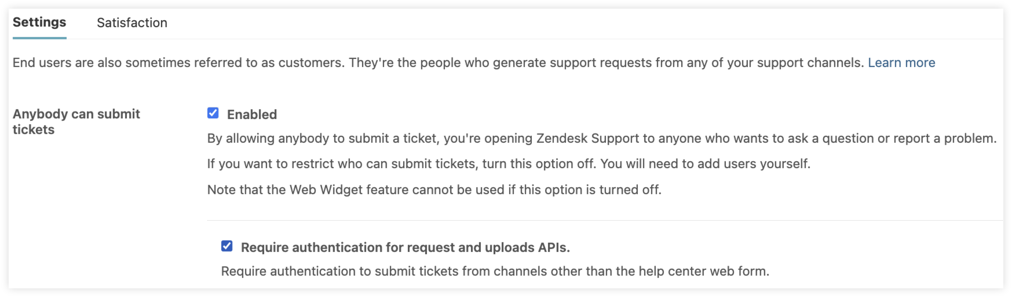 Enabling the require authentication for request and uploads APIs option in the People settings.