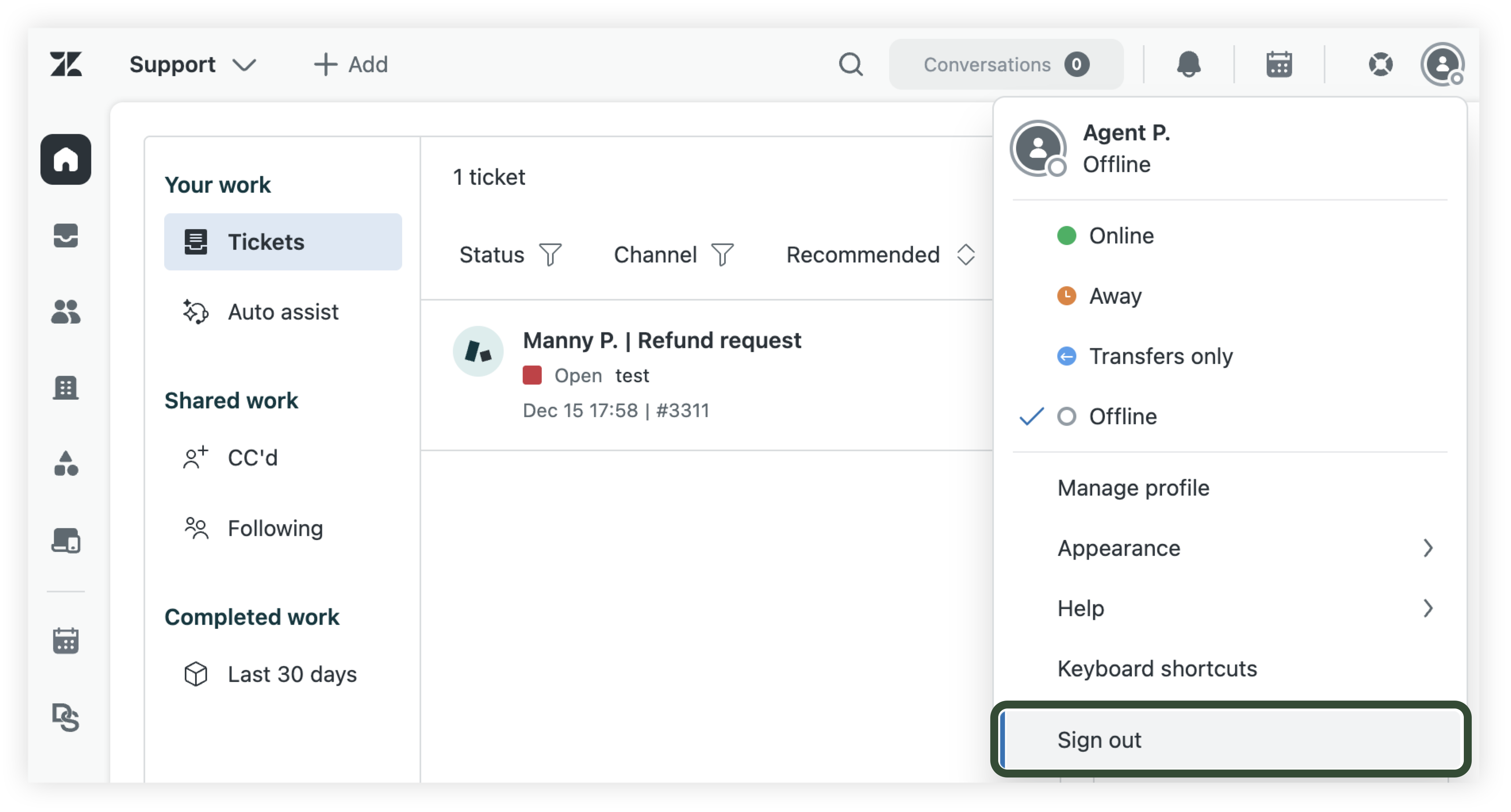 Von Zendesk abmelden