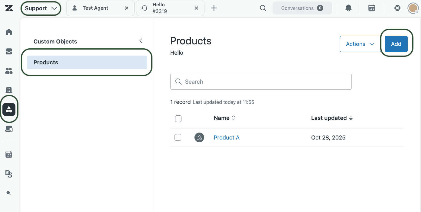 Ihr angepasstes Objekt in Zendesk