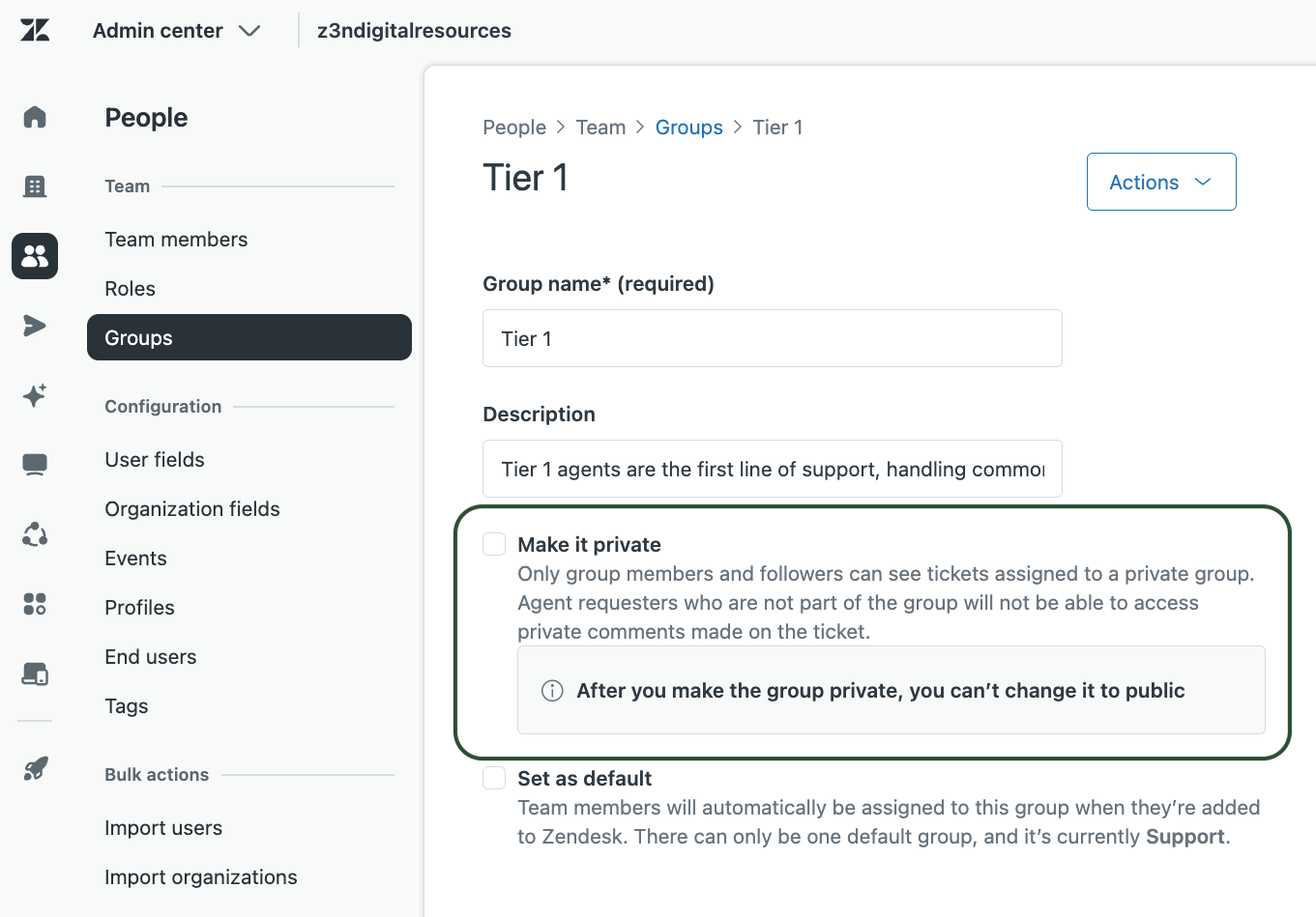 Modifica delle autorizzazioni in Zendesk
