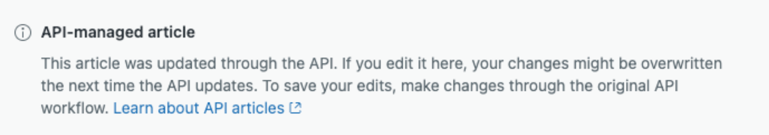 API managed article banner