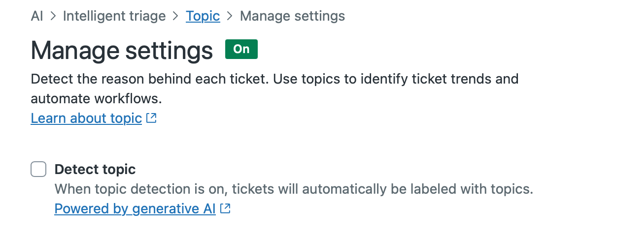 Manage topic settings