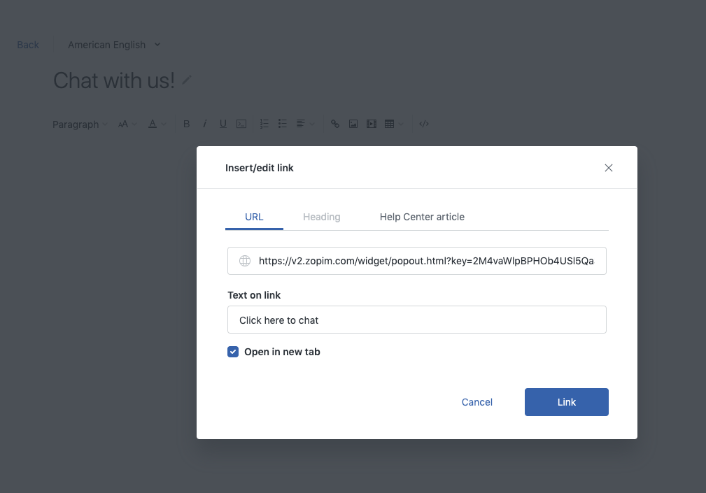 Bild des Links im Help Center Beitrag