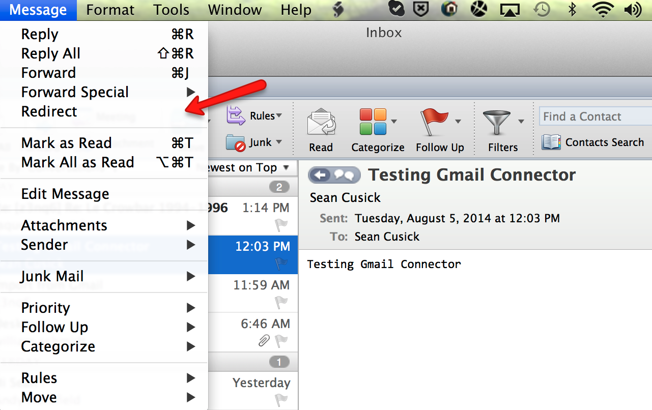 rediriger les e-mails à partir de Microsoft Outlook