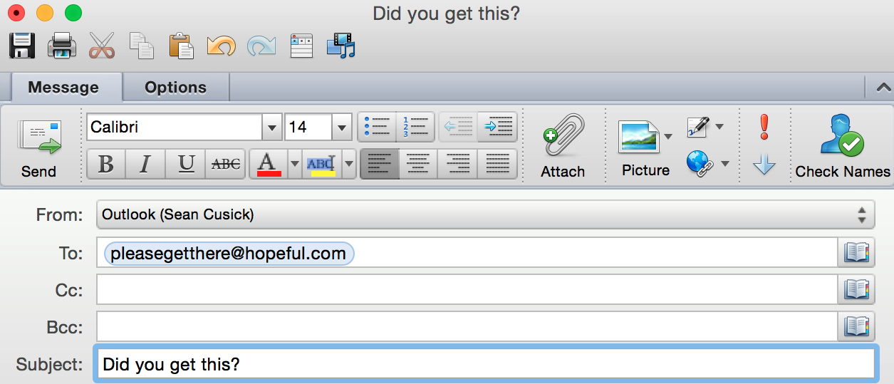 Example of an email