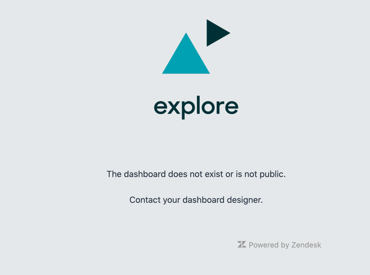 Messaggio di errore Explore - Il dashboard non esiste o non è pubblico. Contatta il designer del dashboard