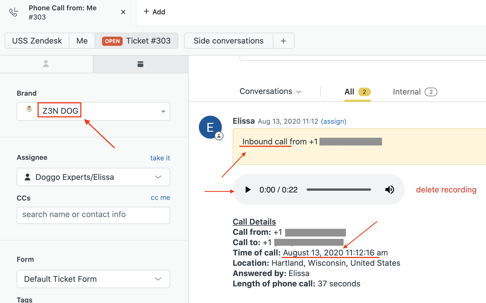 ticket example troubleshooting reports