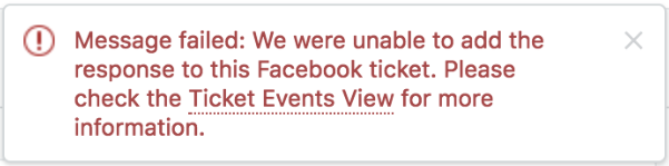 Erro de mensagem: não foi possível adicionar a resposta a esse ticket do Facebook. Verifique a visualização de eventos do ticket para obter mais informações