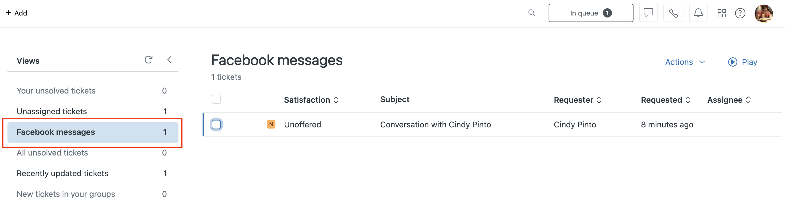 Private messages from Facebook in Zendesk