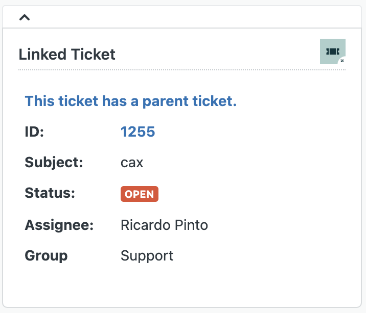 This ticket has a parent ticket