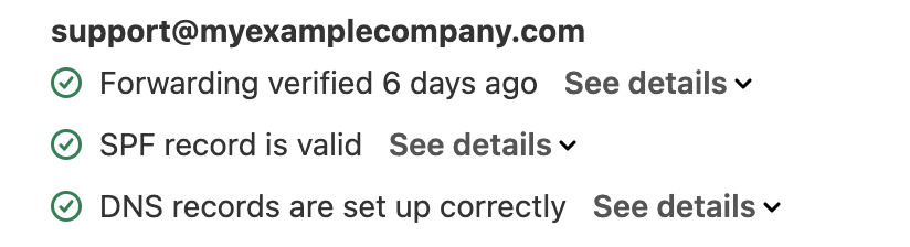 Forwarding SPF DNS green verification check marks