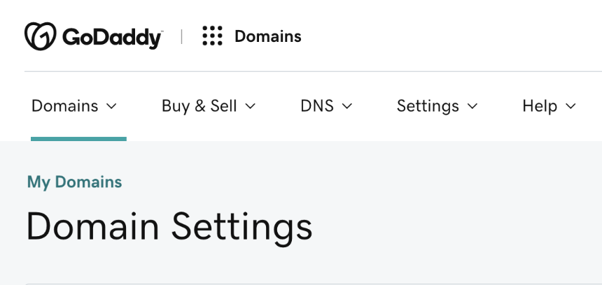 Domäneneinstellungen in GoDaddy