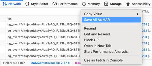 Firefoxの「Save All As Har」