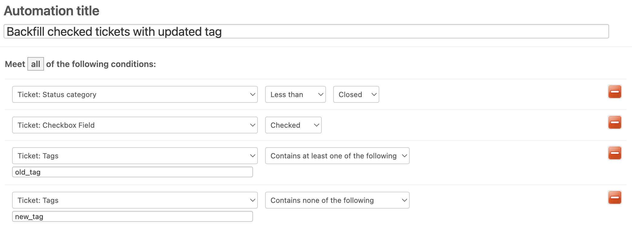 Backfill checked tickets with updated tag automation