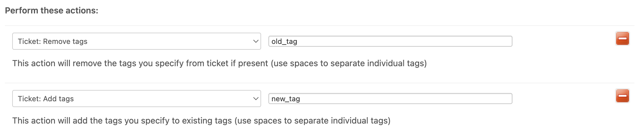 Actions of Backfill checked tickets with updated tag automation