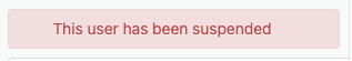this user is suspended message in user profile
