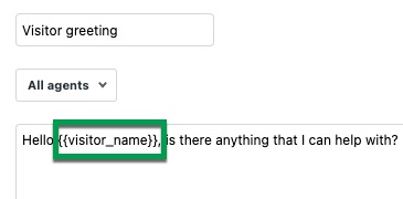 Visitor name in a placeholder