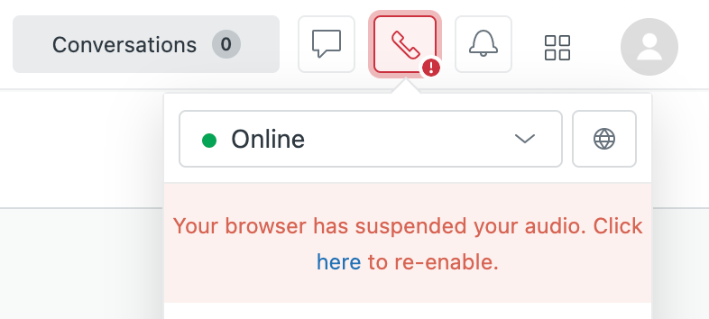 Your browser has suspended your audio. Click here to re-enable