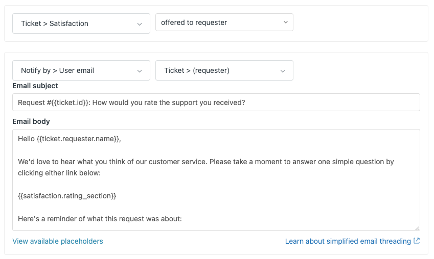 Trigger actions to send satisfaction surveys when tickets get solved.png