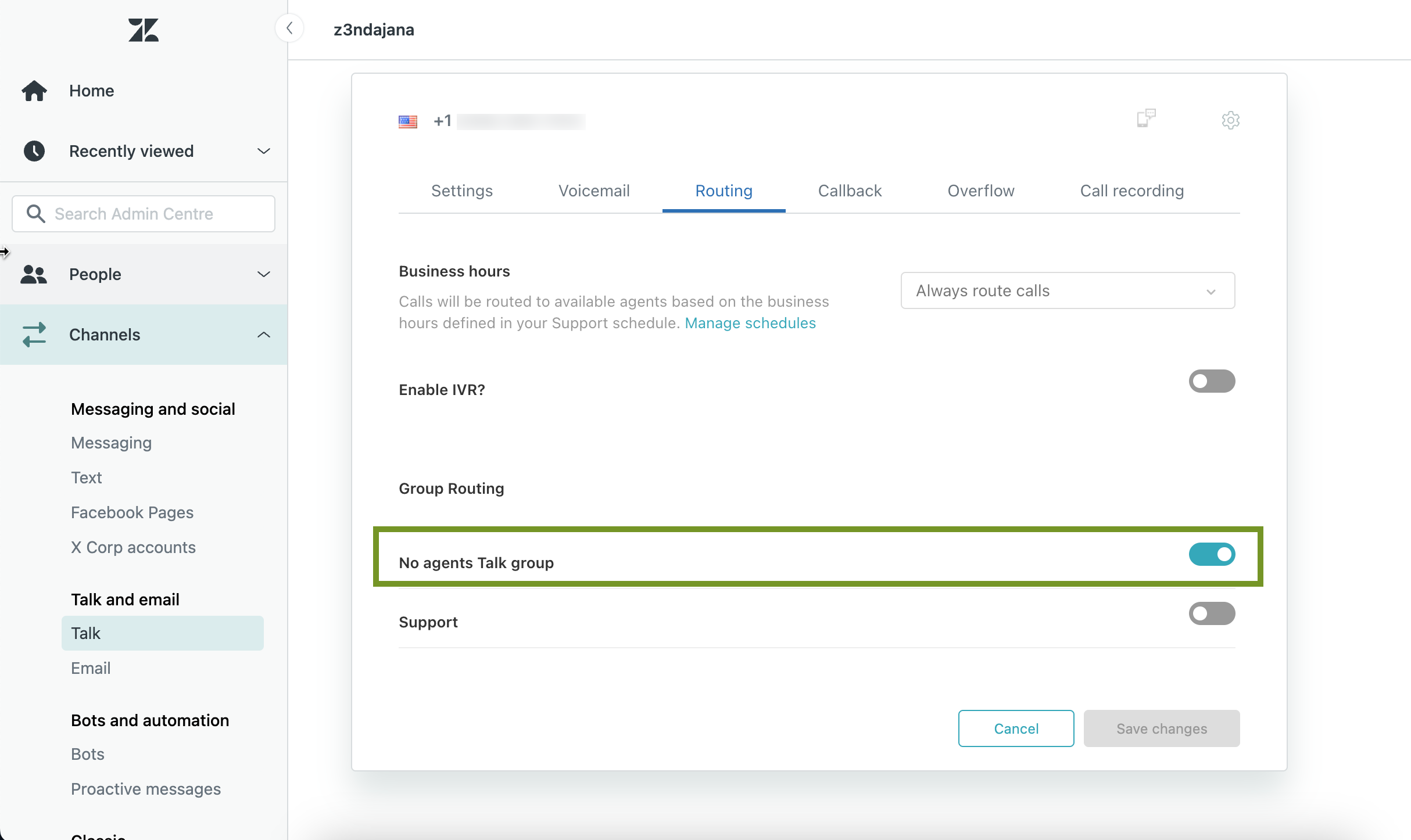 group routing settings