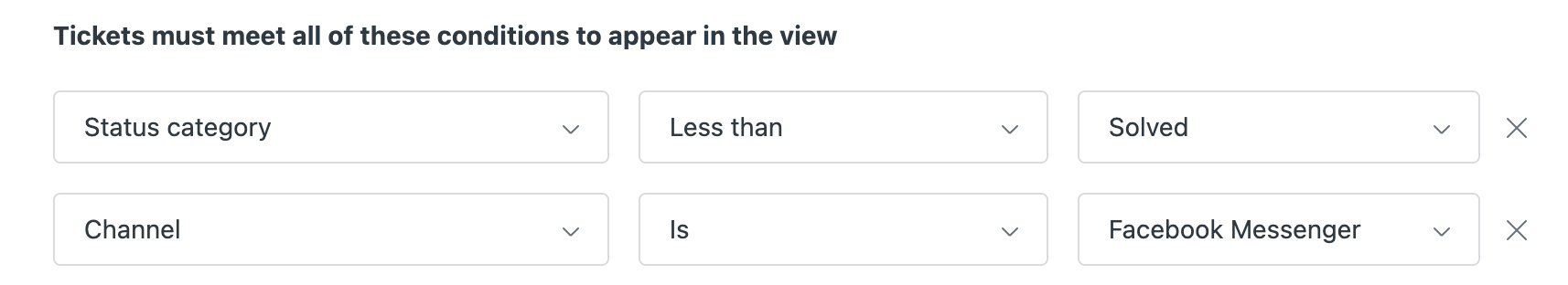 view with status category less than solve and channel is Facebook