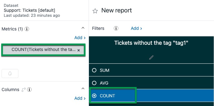 Aggregator location after clicking the metric