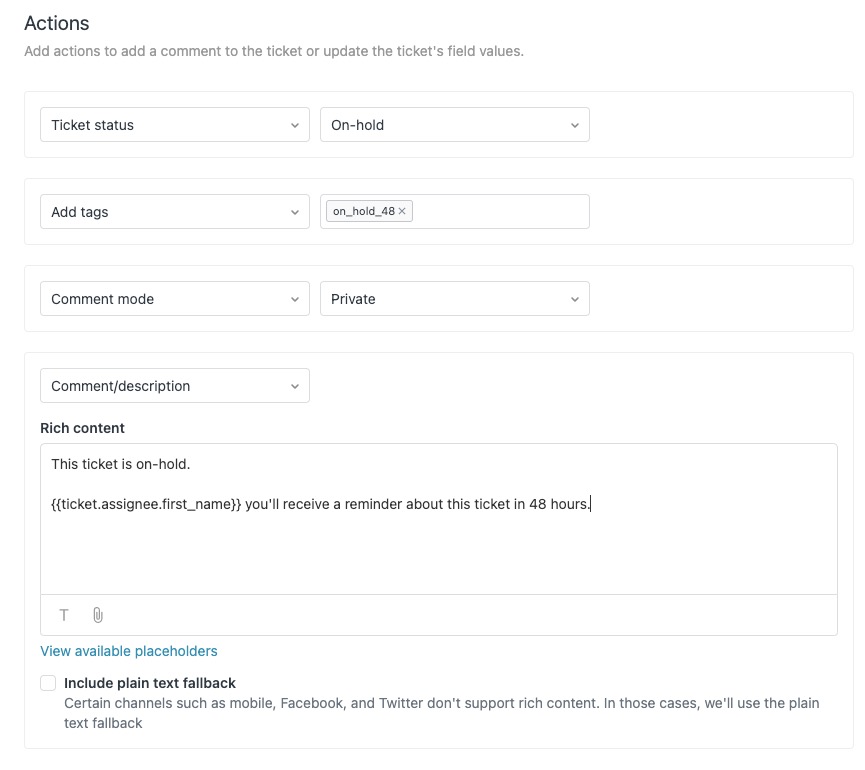 macro that specifies the time frame for on-hold status