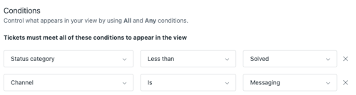 condiciones para la vista de conversaciones entrantes