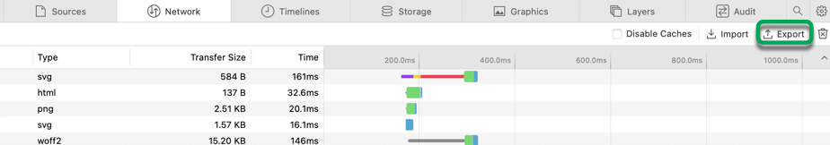 safari export logs