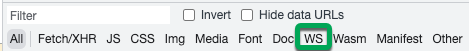 option websockets dans le fichier HAR dans Chrome
