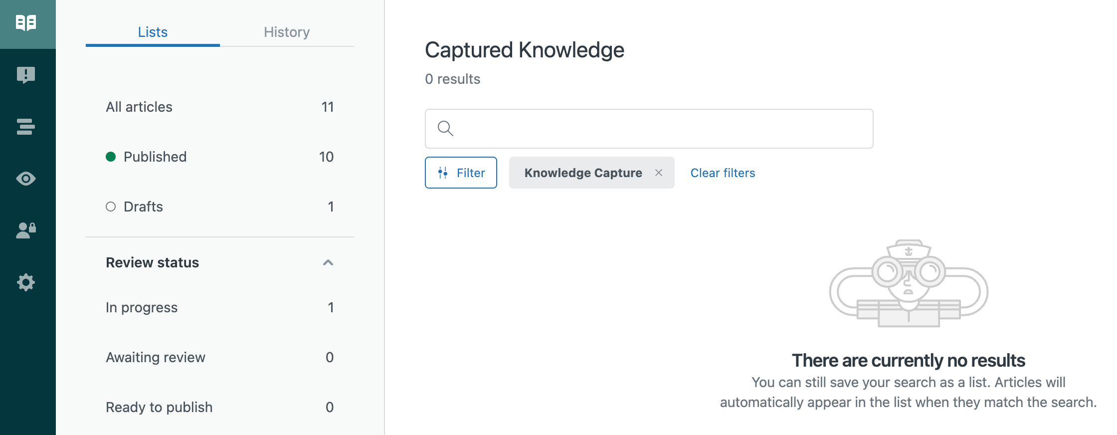 Captured Knowledge - There are currently no results