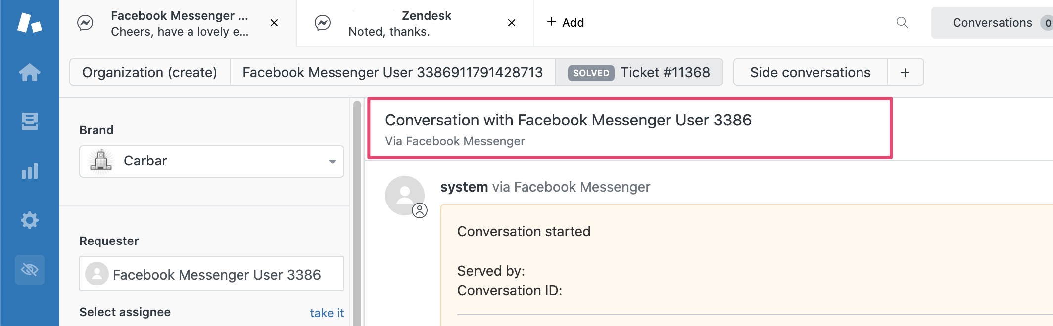 User named Facebook Messenger User