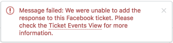 Error al enviar el mensaje: no se pudo agregar la respuesta a este ticket de Facebook. Consulte la vista Eventos de ticket si desea más información