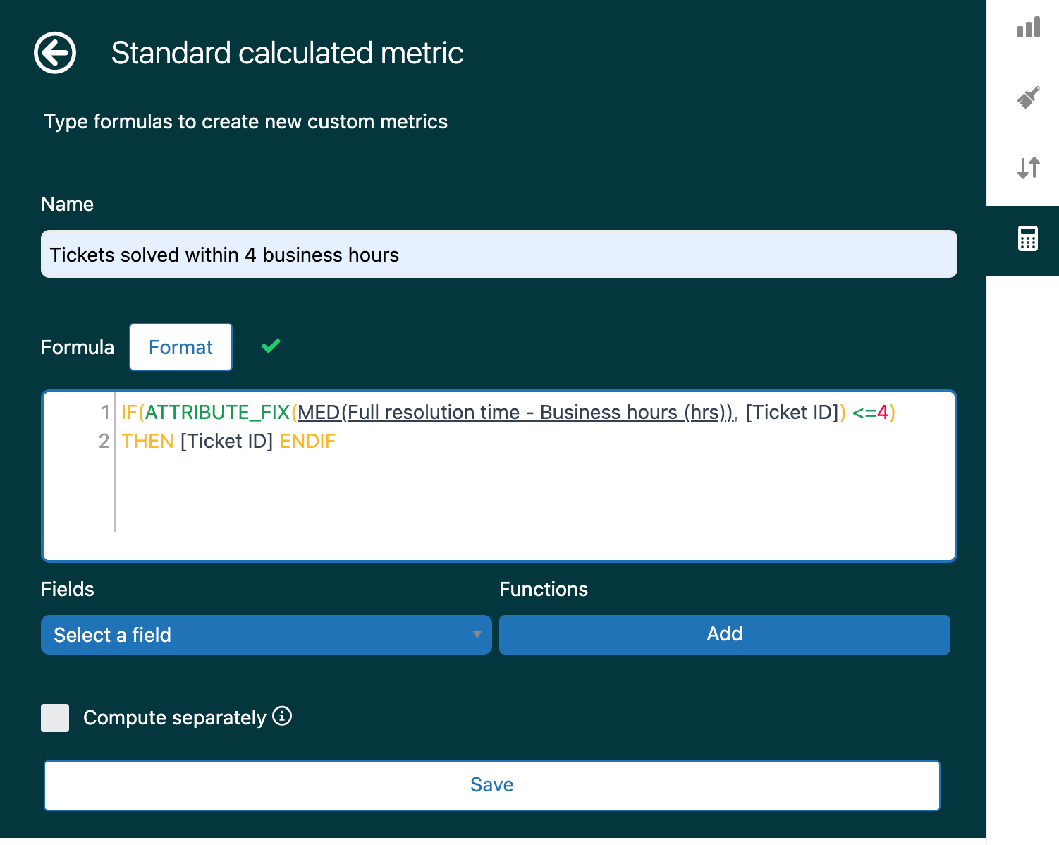 Standard calculated metric