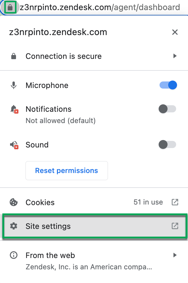 Chrome site settings