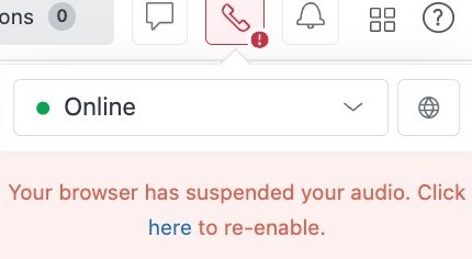 Your browser has suspended your audio