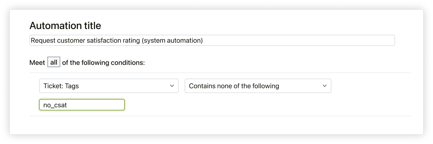 Screenshot che mostra come escludere utenti specifici con un tag da un’automazione