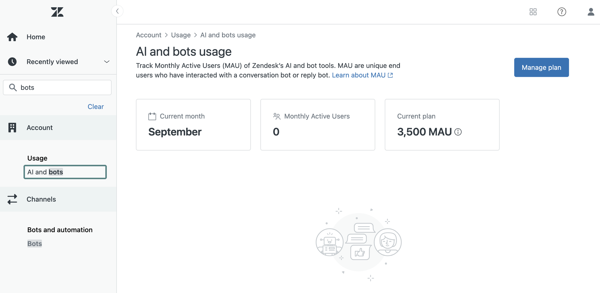 Screenshot des Dashboards für automatisierte Lösungen mit Nutzungsmetriken