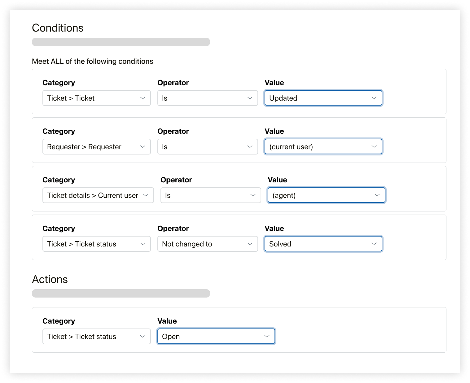 Create a trigger to change the ticket status to open