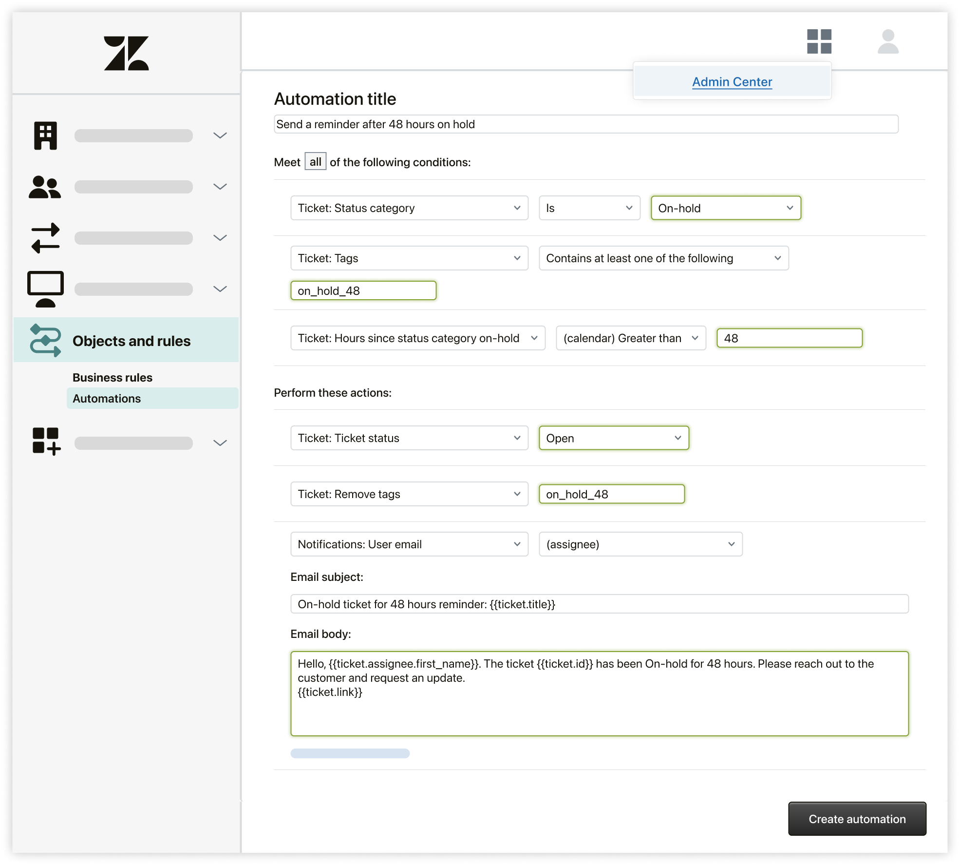 Automation de rappel aux assignés de tickets en pause.png