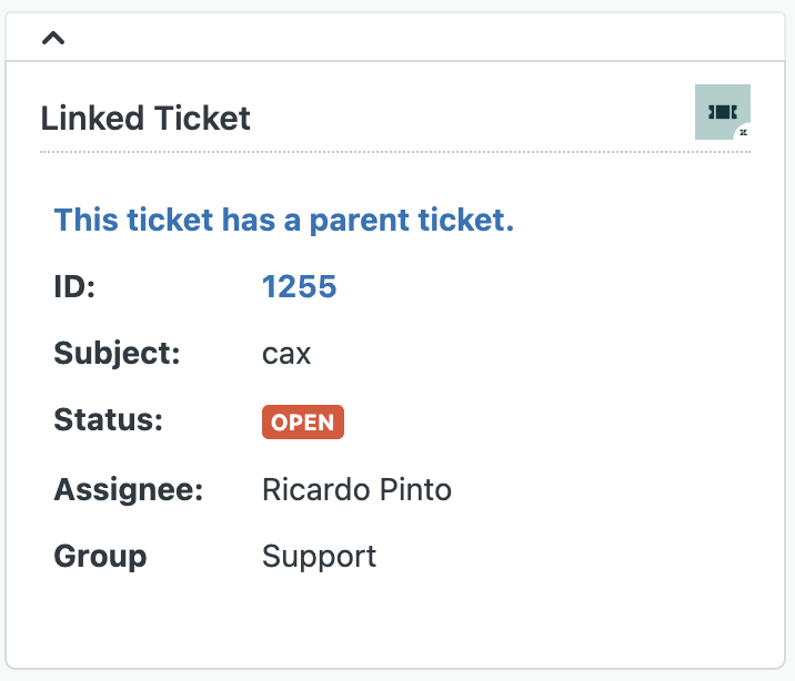 Dieses Ticket hat ein übergeordnetes Ticket