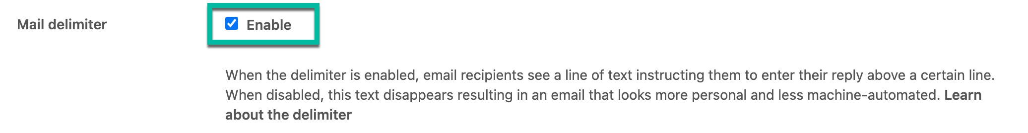 Activar el delimitador de correo
