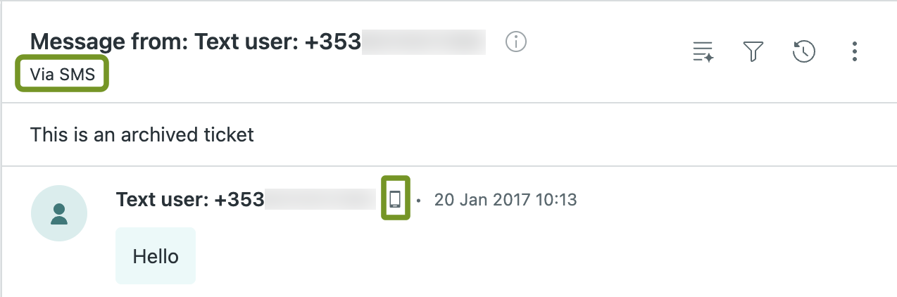 ticket de SMS