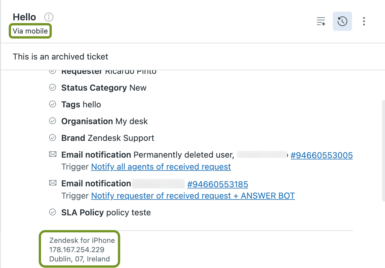 Ticket für mobile Support-App