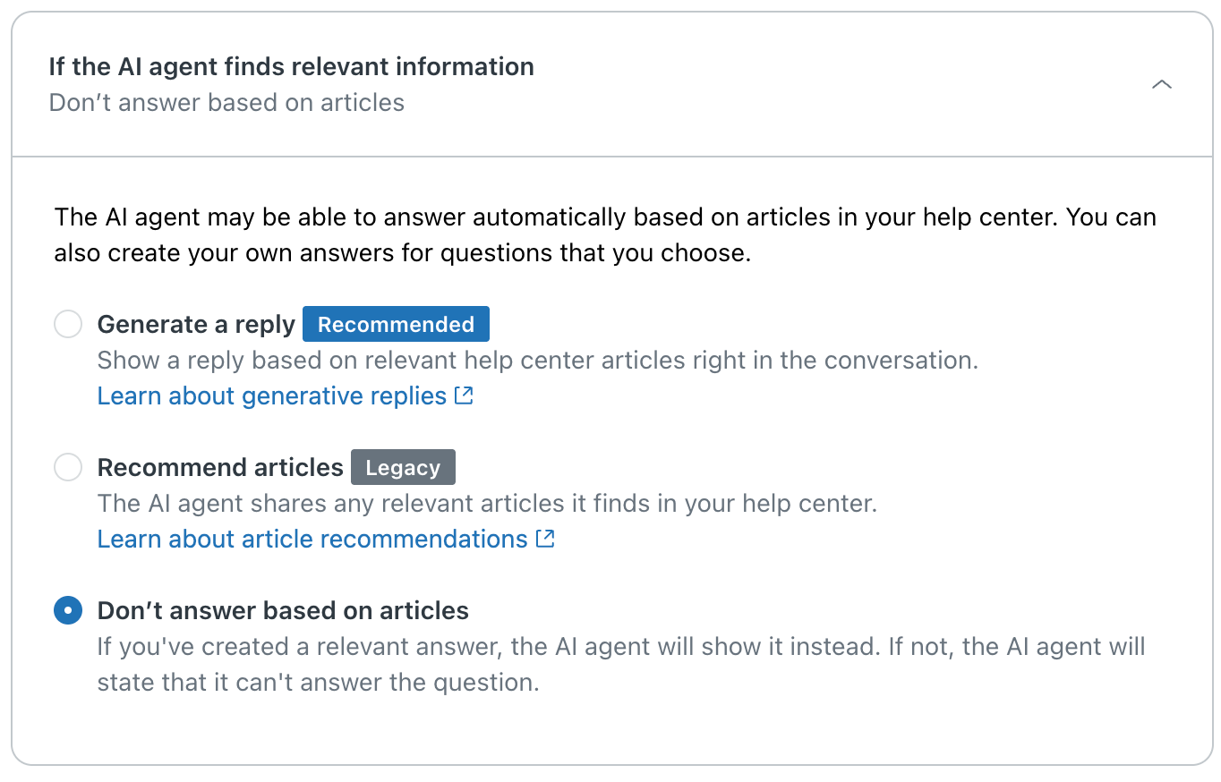 Don't answer based on articles