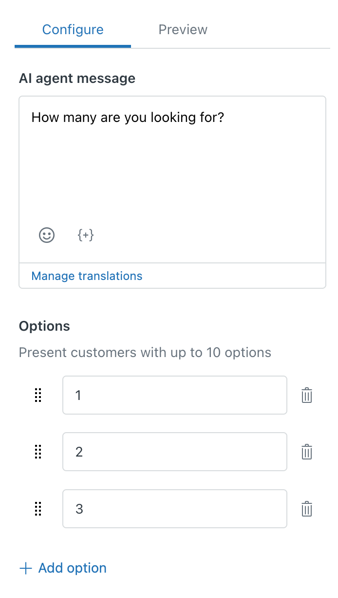 Preset option